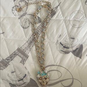 Gold and Silver Skull Pendant Necklace